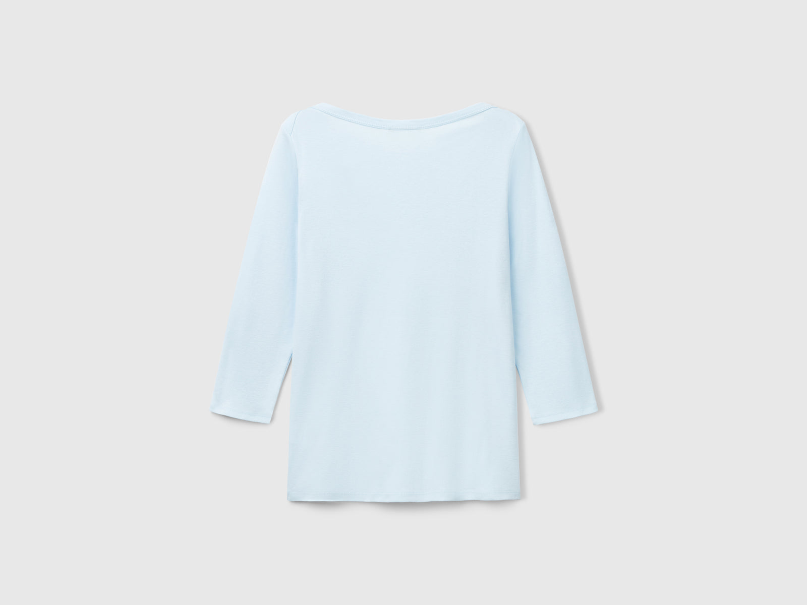 T-shirt con scollo a barchetta 100% cotone da donna celeste 2 | Benetton Outlet