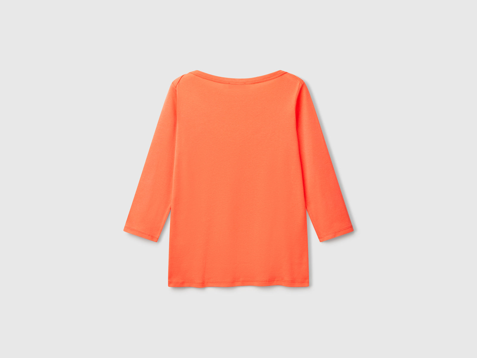 T-shirt con scollo a barchetta 100% cotone da donna arancione 2 | Benetton Outlet