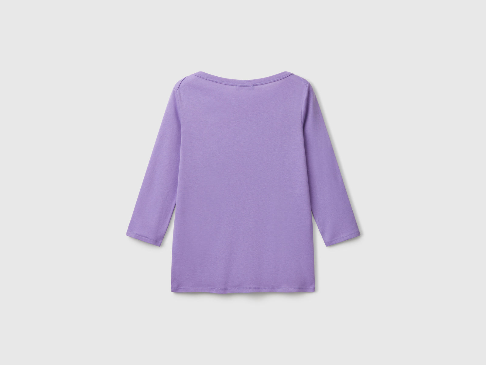 T-shirt con scollo a barchetta 100% cotone da donna pervinca 2 | Benetton Outlet