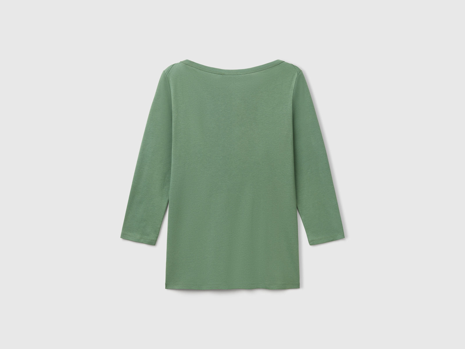 T-shirt con scollo a barchetta 100% cotone da donna verde scuro 2 | Benetton Outlet
