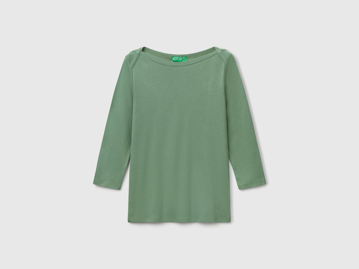 T-shirt con scollo a barchetta 100% cotone
