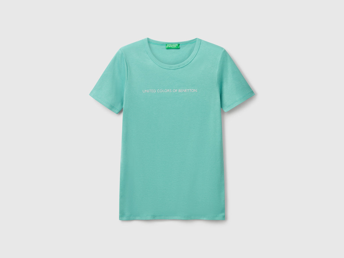 T-shirt 100% cotone con stampa logo glitter