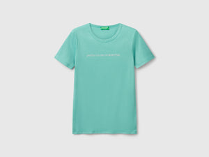 T-shirt 100% cotone con stampa logo glitter