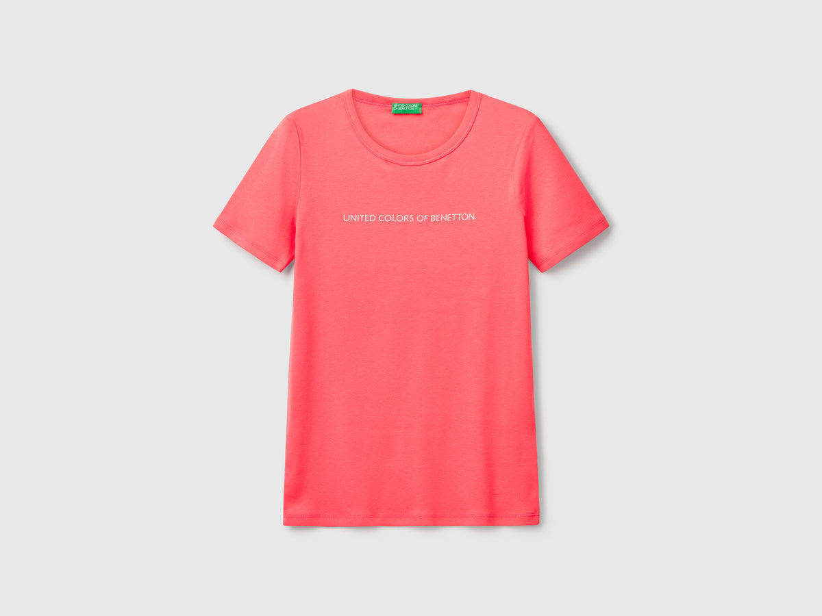 T-shirt 100% cotone con stampa logo glitter