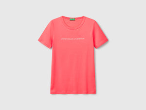 T-shirt 100% cotone con stampa logo glitter