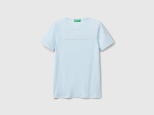 T-shirt 100% cotone con stampa logo glitter