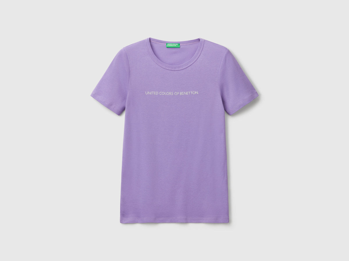 T-shirt 100% cotone con stampa logo glitter