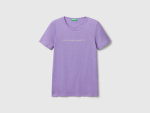 T-shirt 100% cotone con stampa logo glitter