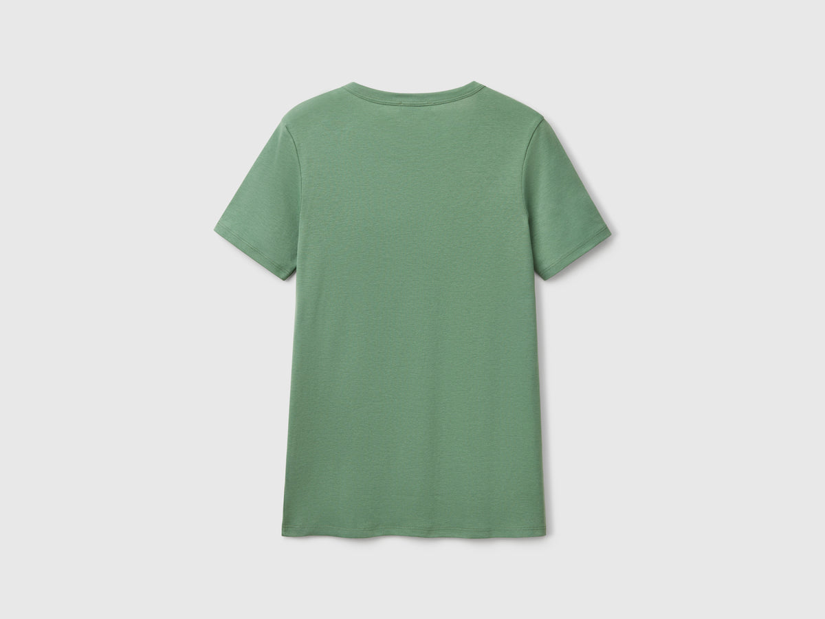 T-shirt 100% cotone con stampa logo glitter