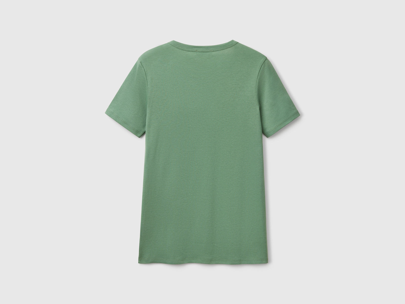 T-shirt 100% cotone con stampa logo glitter da donna verde scuro 2 | Benetton Outlet