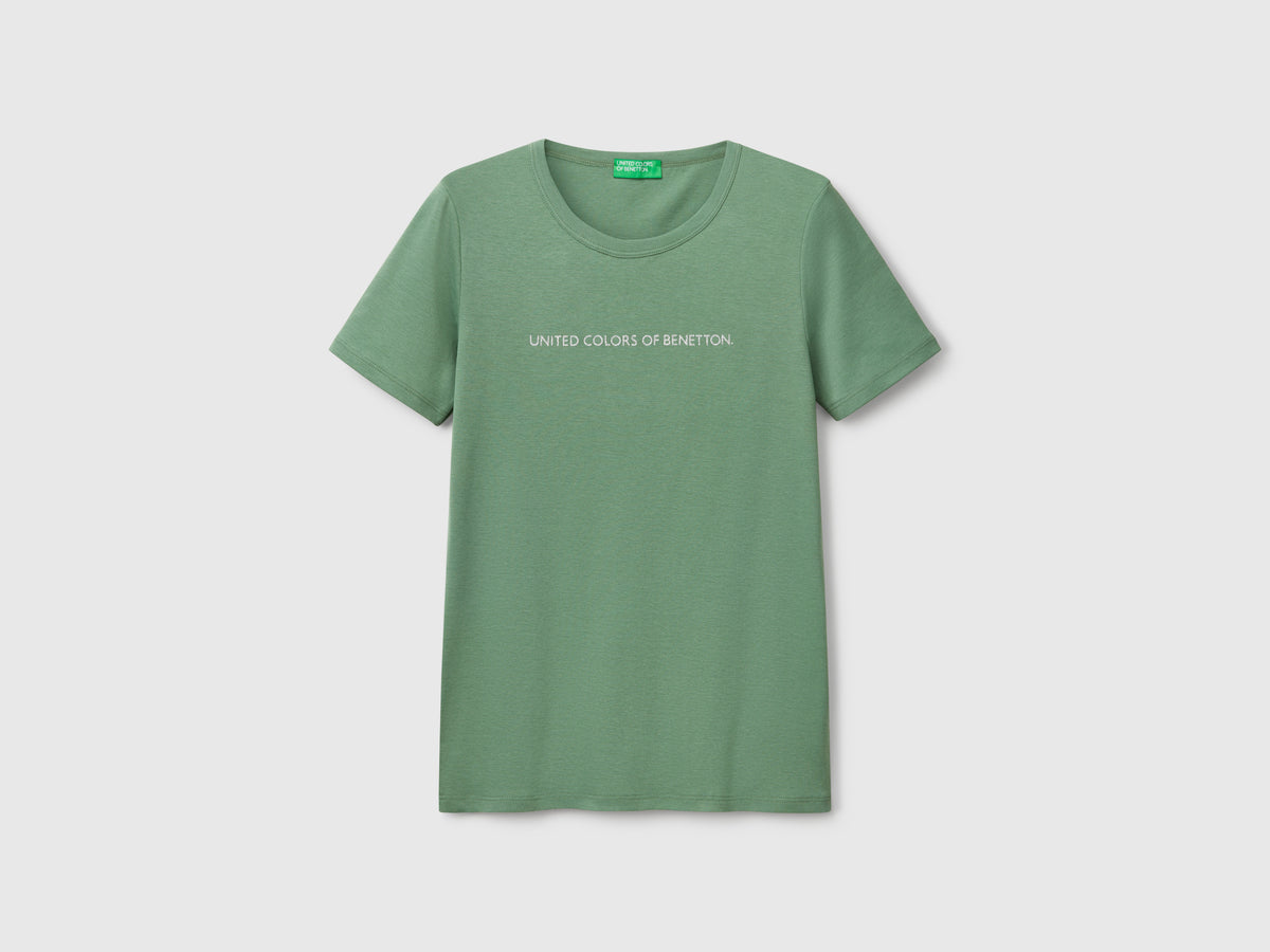 T-shirt 100% cotone con stampa logo glitter