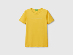 T-shirt 100% cotone con stampa logo glitter