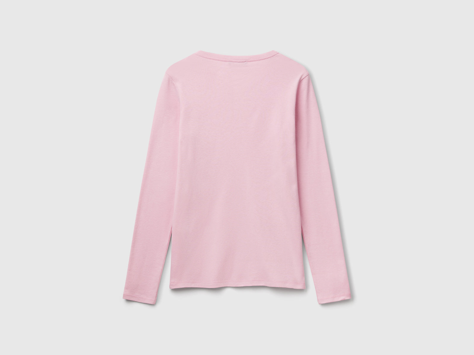 T-shirt a manica lunga in puro cotone da donna rosa 2 | Benetton Outlet