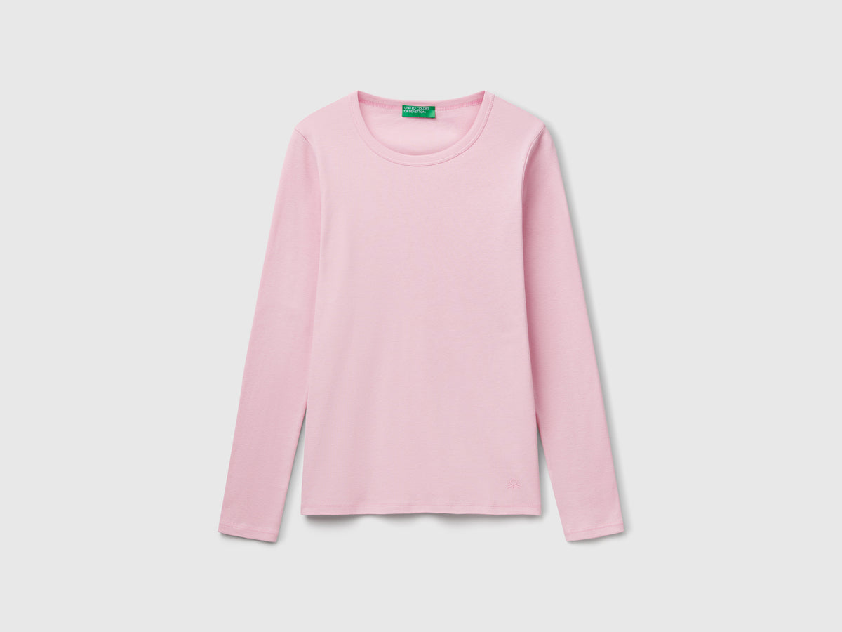 T-shirt a manica lunga in puro cotone