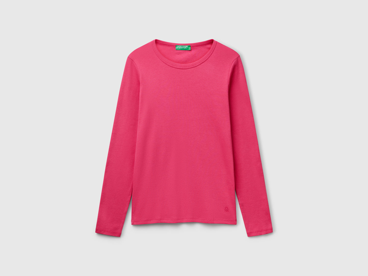T-shirt a manica lunga in puro cotone da donna fragola | Benetton Outlet