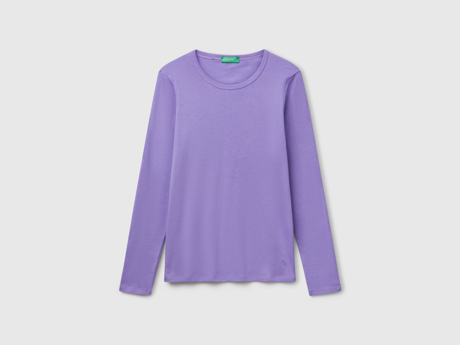 T-shirt a manica lunga in puro cotone da donna pervinca | Benetton Outlet