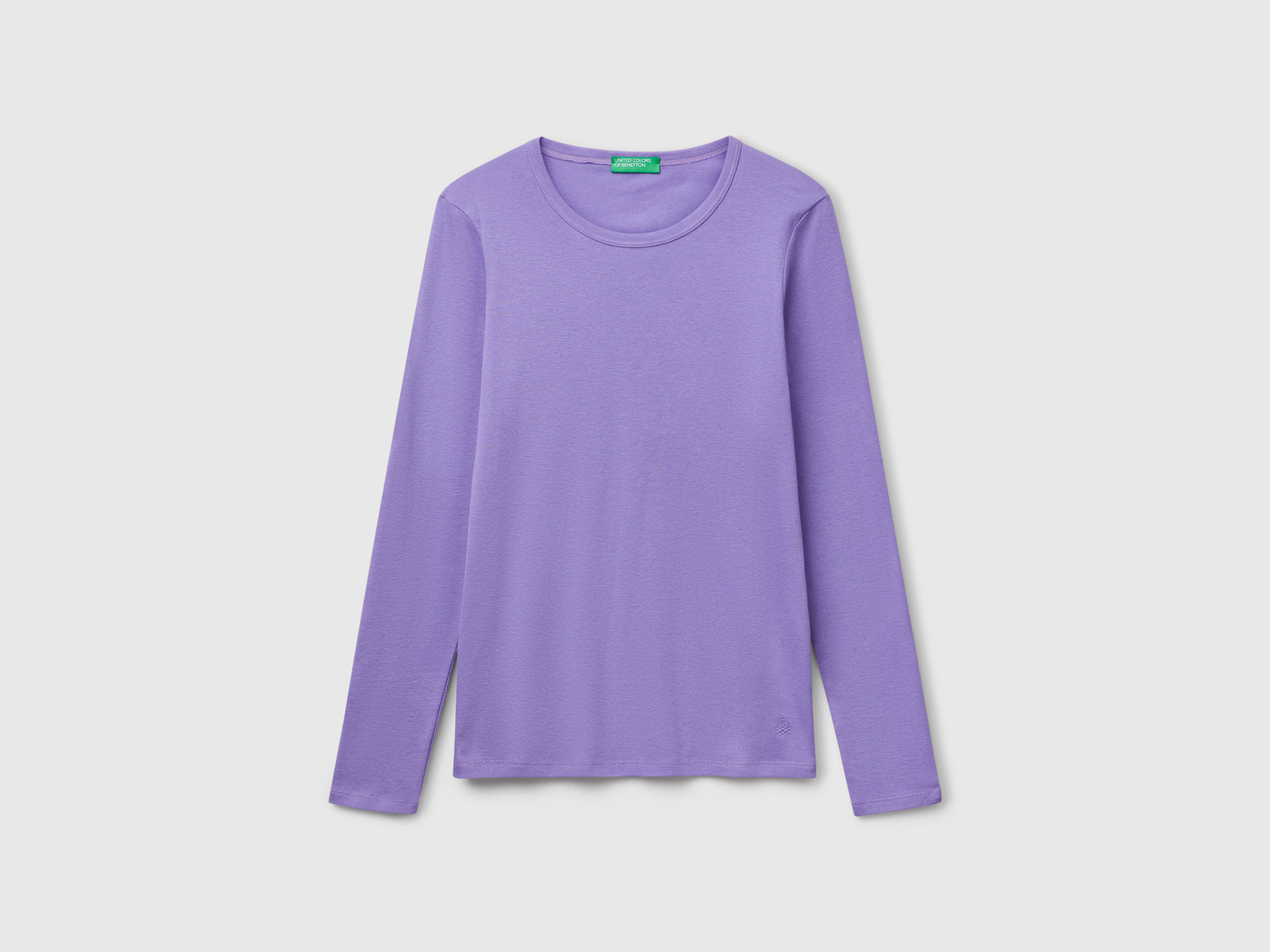 T-shirt a manica lunga in puro cotone da donna pervinca | Benetton Outlet