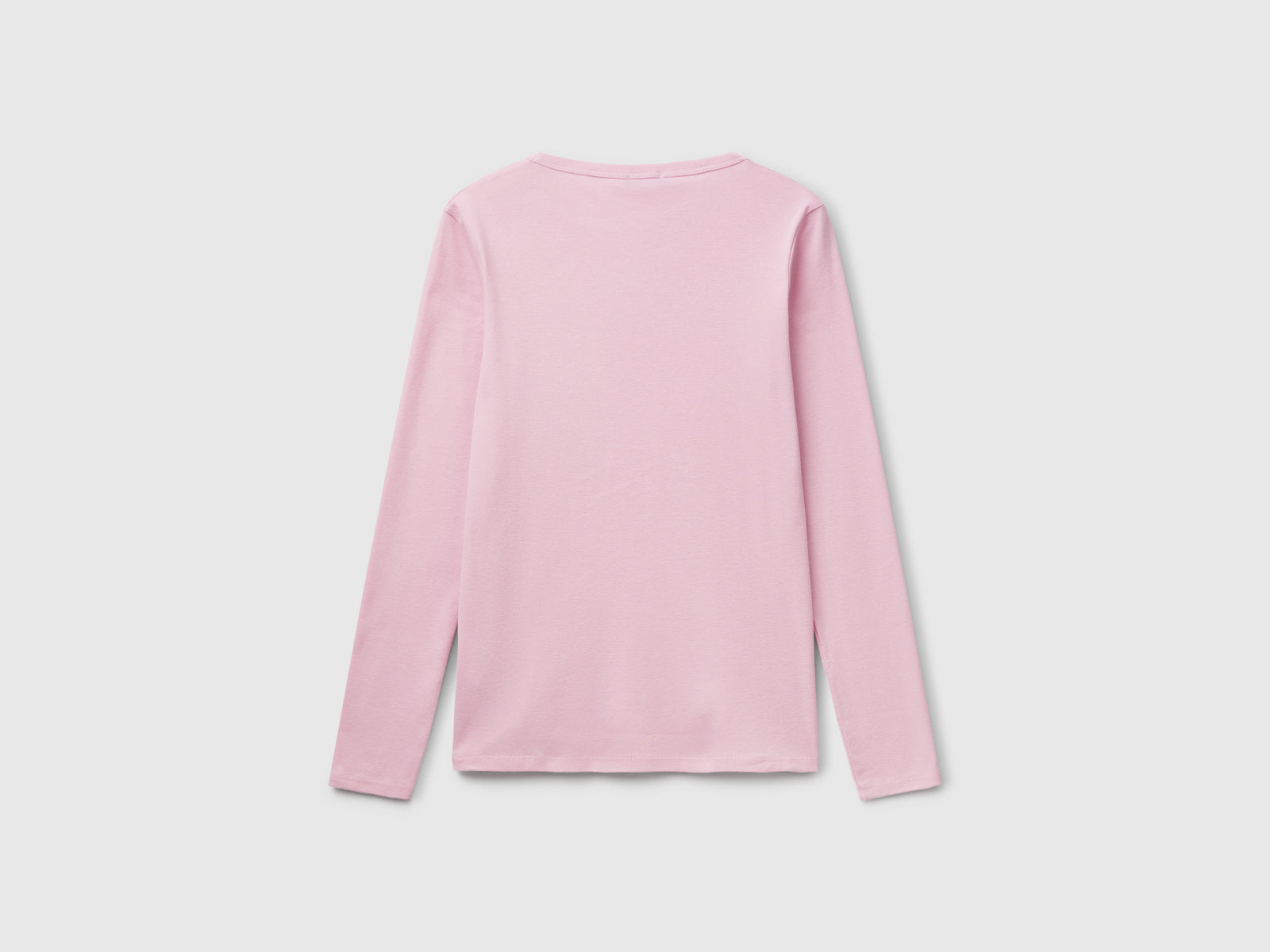 T-shirt a manica lunga 100% cotone da donna rosa 2 | Benetton Outlet