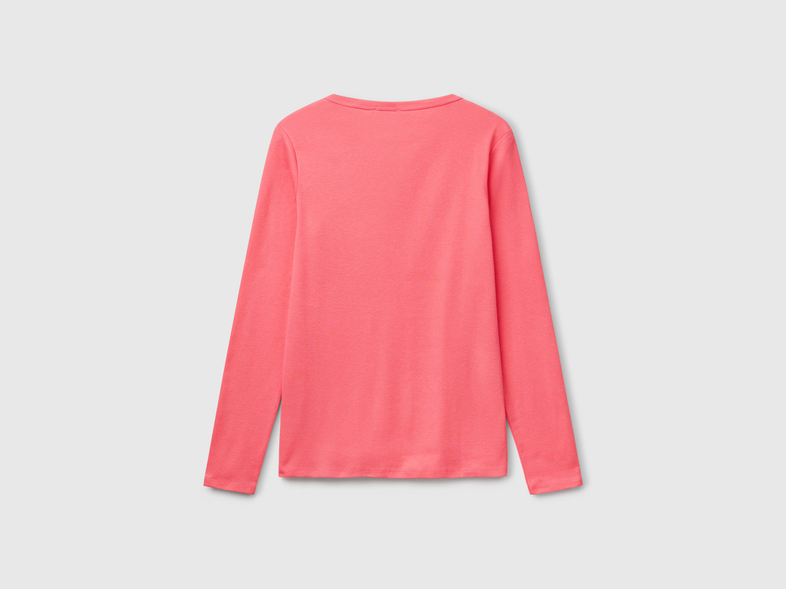 T-shirt a manica lunga 100% cotone da donna fucsia 2 | Benetton Outlet
