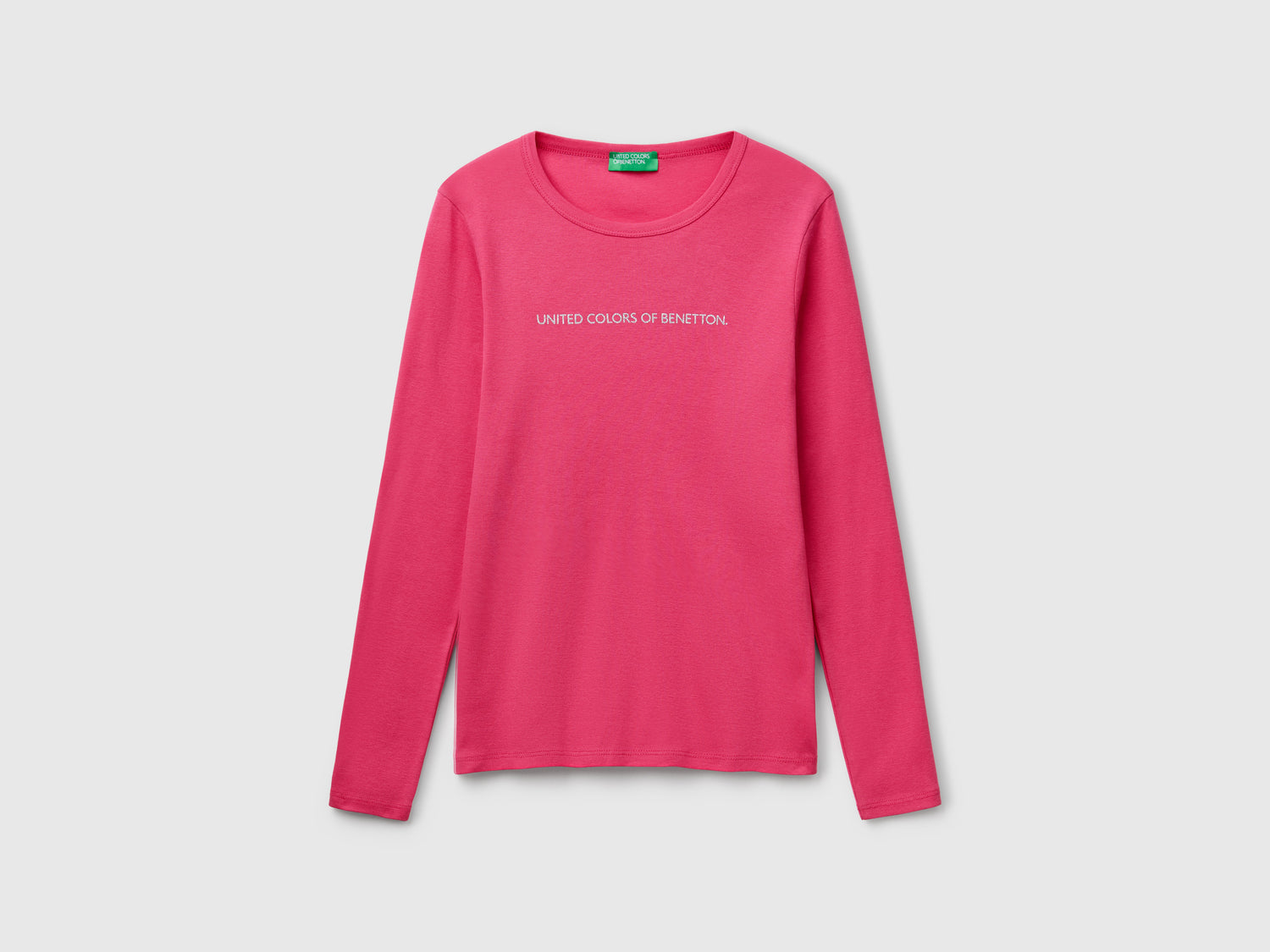 T-shirt magenta a manica lunga 100% cotone da donna fragola | Benetton Outlet