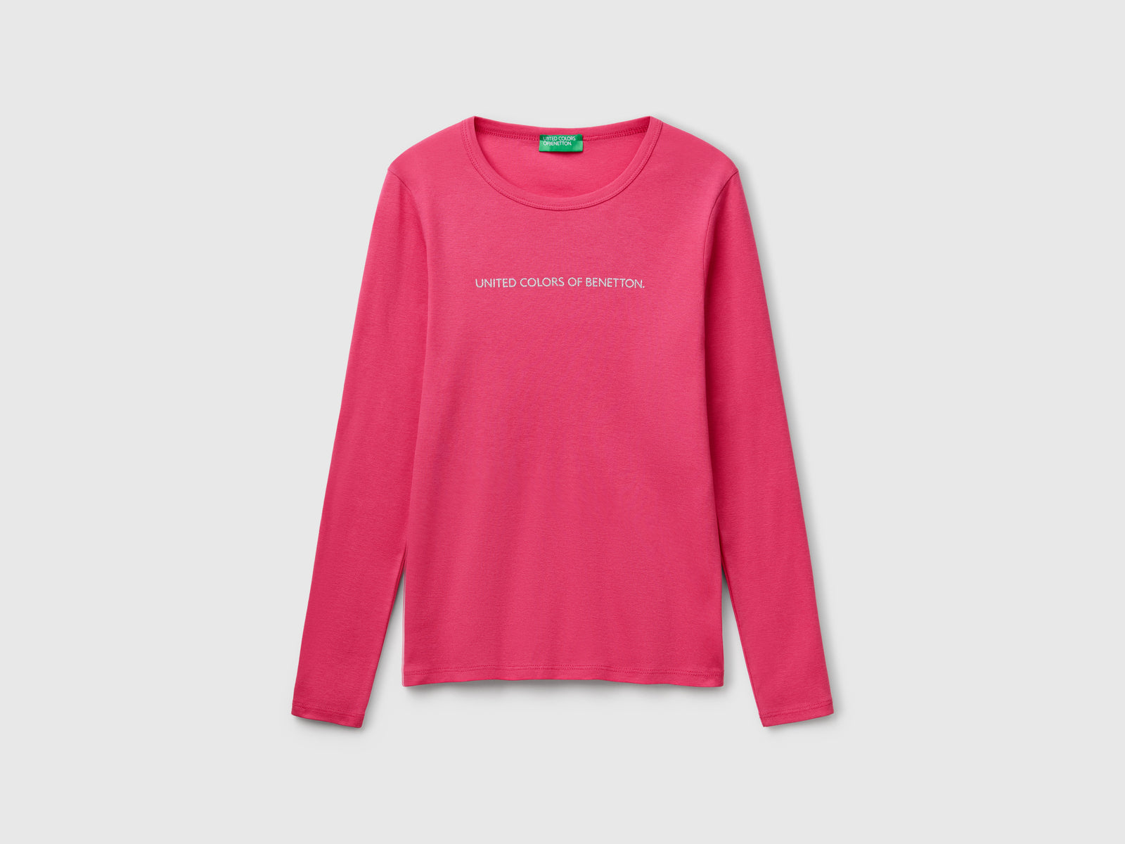 T-shirt magenta a manica lunga 100% cotone da donna fragola | Benetton Outlet