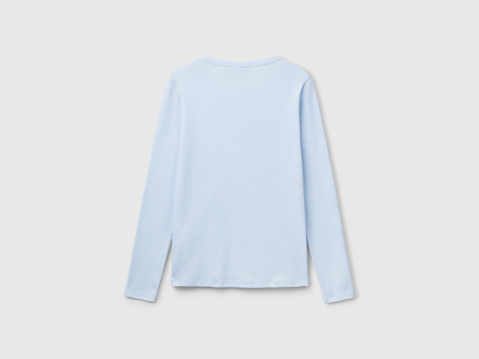 T-shirt a manica lunga 100% cotone da donna celeste 2 | Benetton Outlet