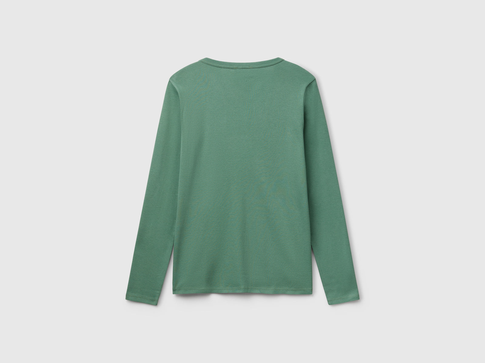 T-shirt verde bosco a manica lunga 100% cotone da donna verde scuro 2 | Benetton Outlet