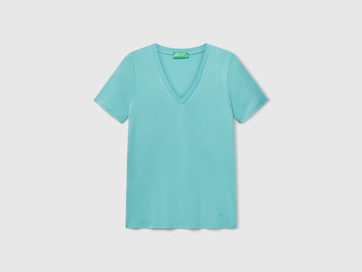 T-shirt in puro cotone con scollo a V