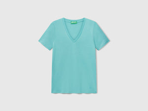 T-shirt in puro cotone con scollo a V