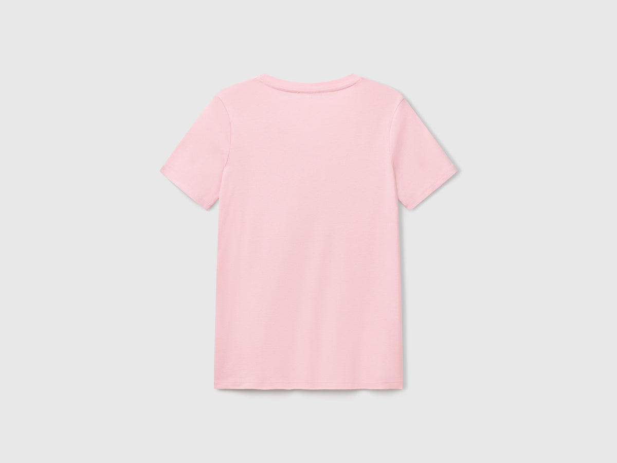T-shirt in puro cotone con scollo a V