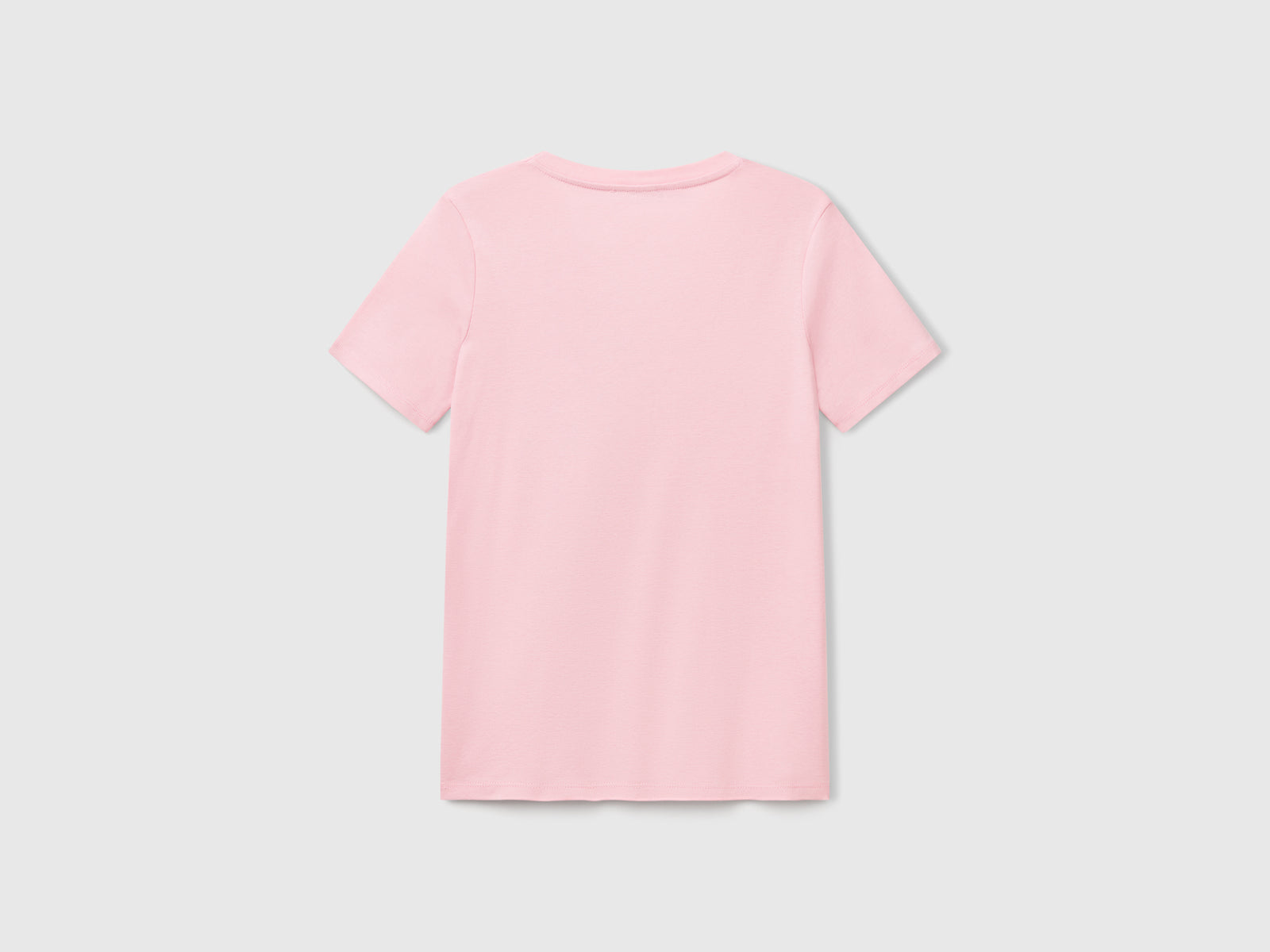 T-shirt in puro cotone con scollo a V da donna rosa 2 | Benetton Outlet