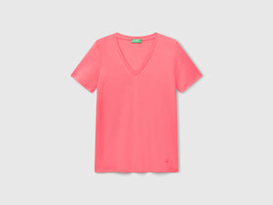 T-shirt in puro cotone con scollo a V