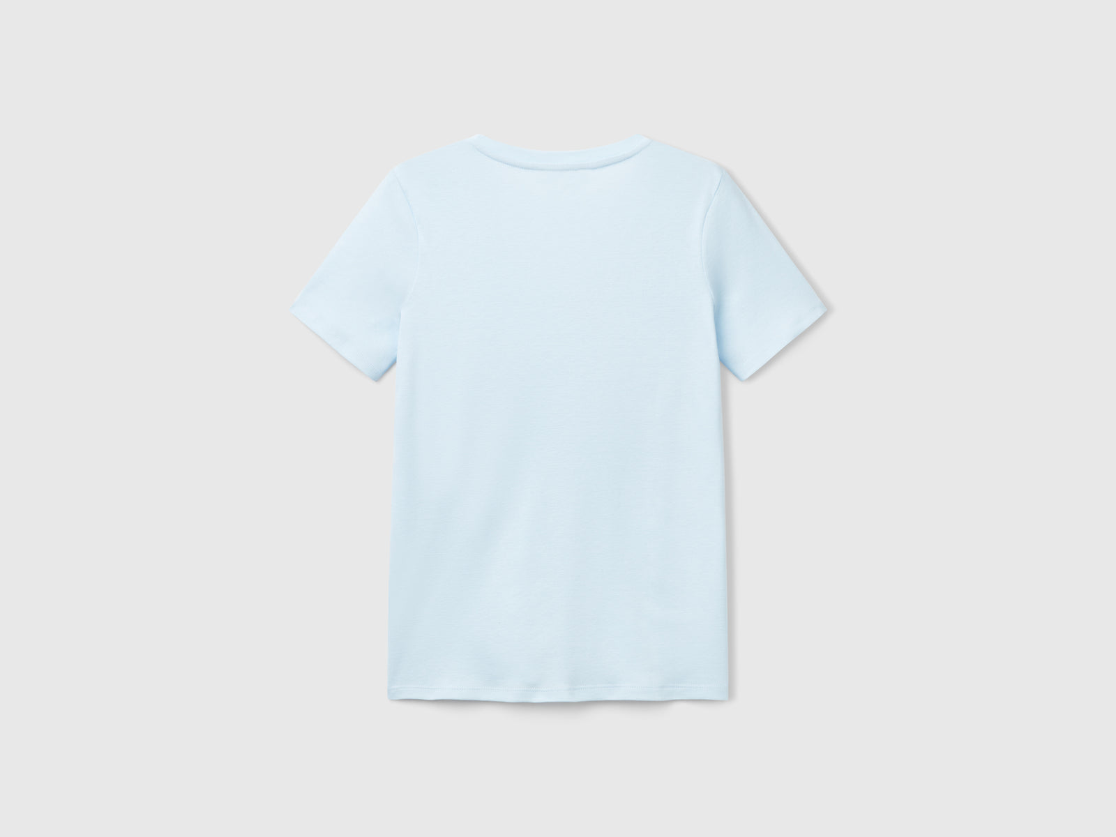 T-shirt in puro cotone con scollo a V da donna celeste 2 | Benetton Outlet