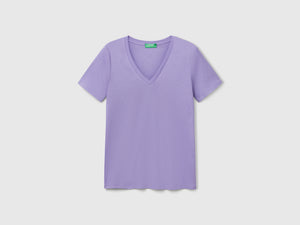 T-shirt in puro cotone con scollo a V