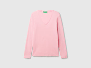 T-shirt a manica lunga con scollo a V
