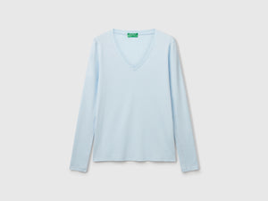 T-shirt a manica lunga con scollo a V