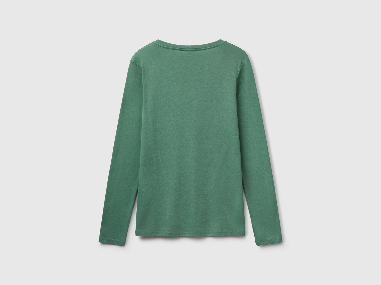 T-shirt a manica lunga con scollo a V da donna verde 2 | Benetton Outlet