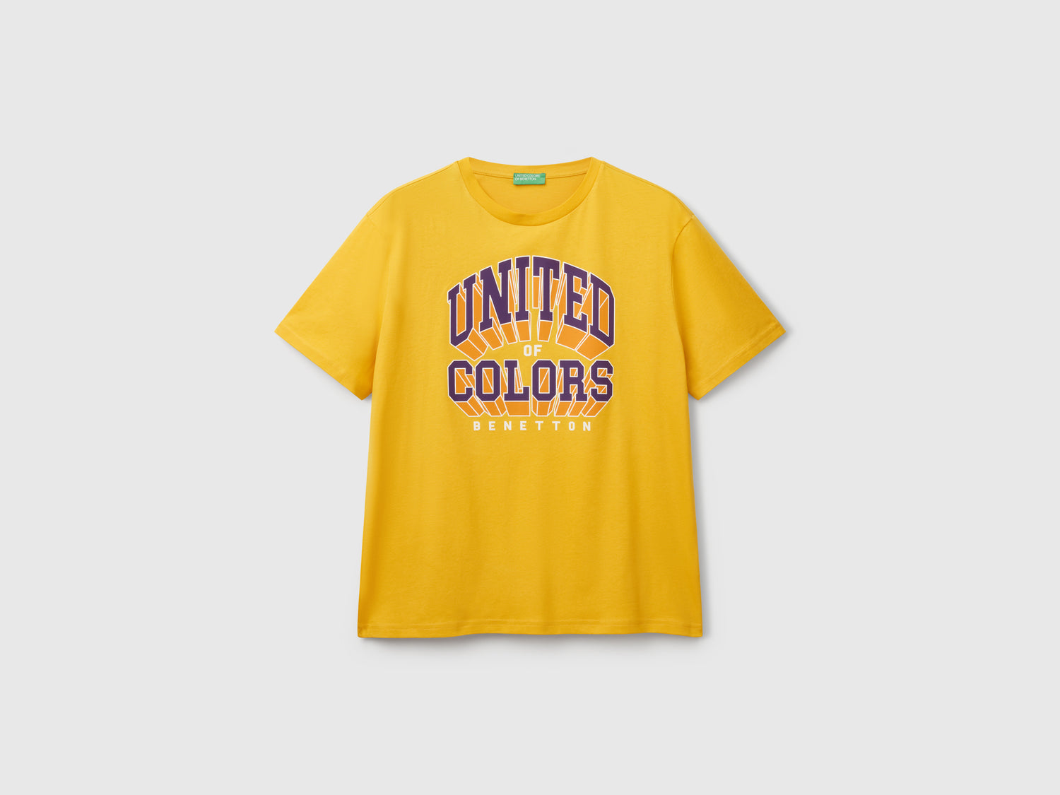 T-shirt in cotone con logo viola da uomo giallo | Benetton Outlet