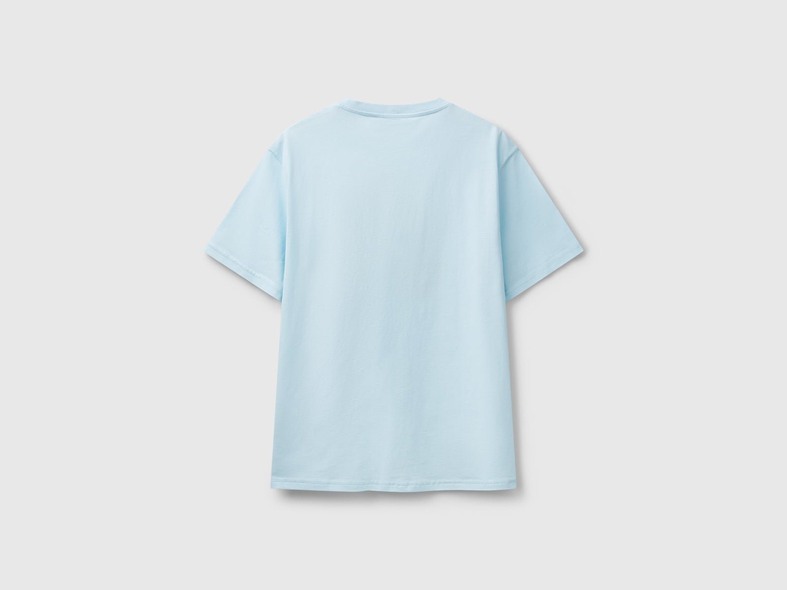 T-shirt azzurra in cotone con logo giallo da uomo turchese 2 | Benetton Outlet