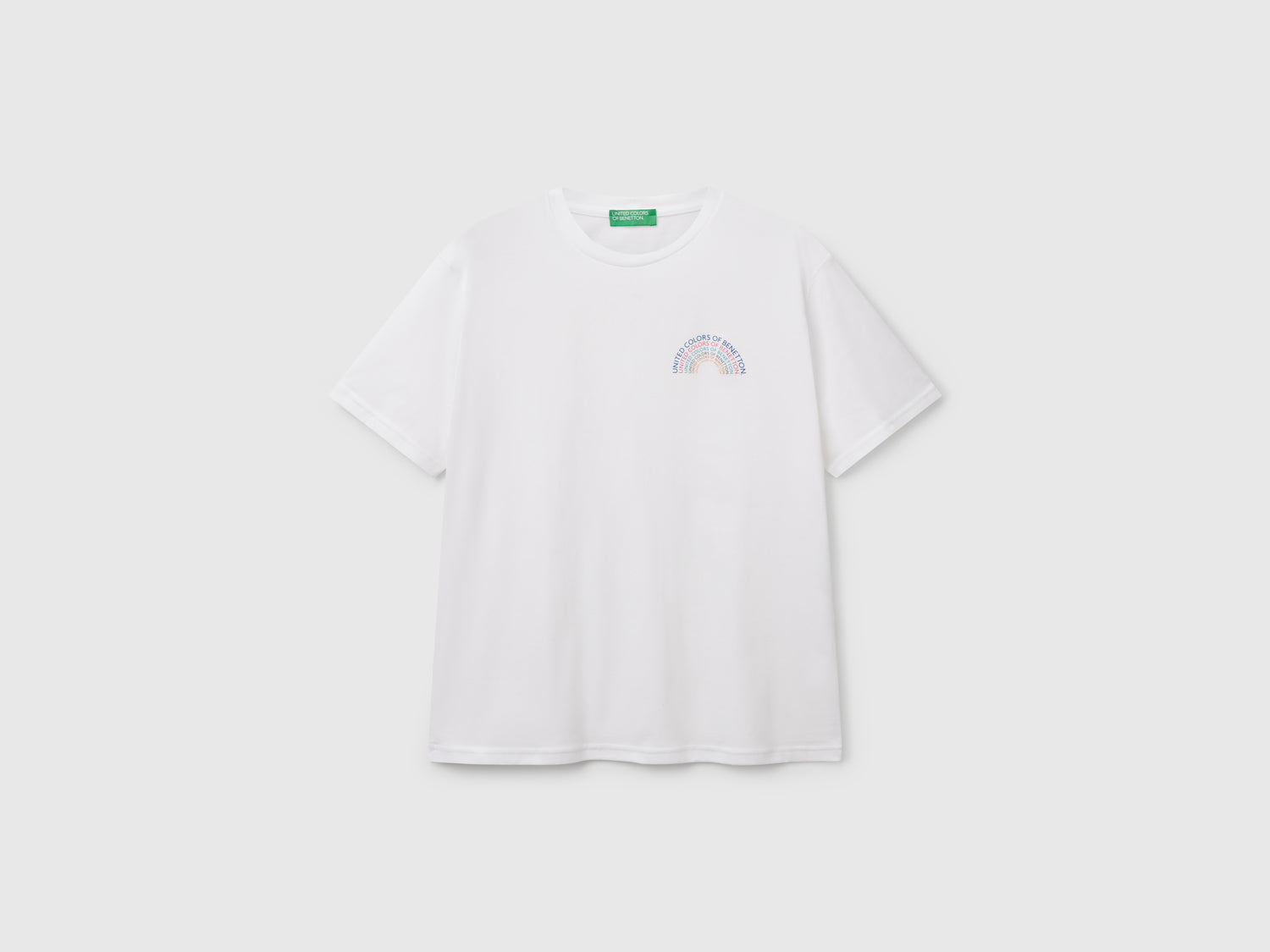 T-shirt in cotone con logo da uomo bianco | Benetton Outlet