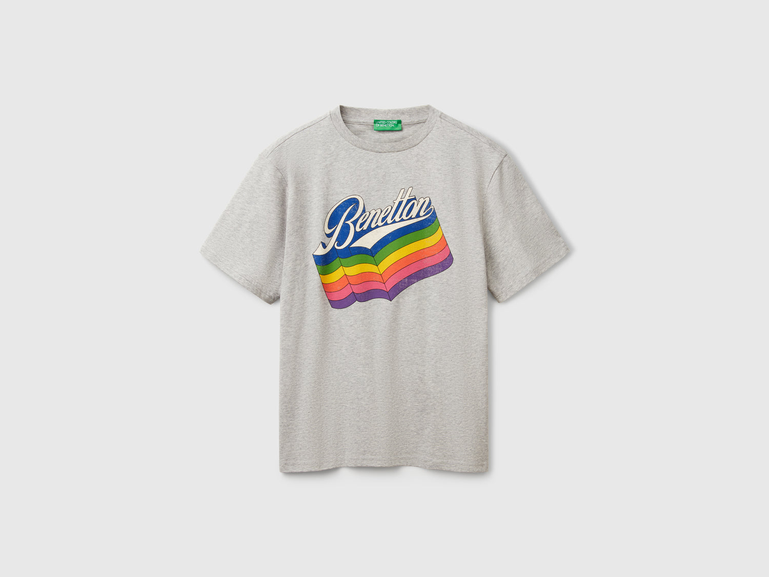 T-shirt in cotone con logo da uomo grigio | Benetton Outlet