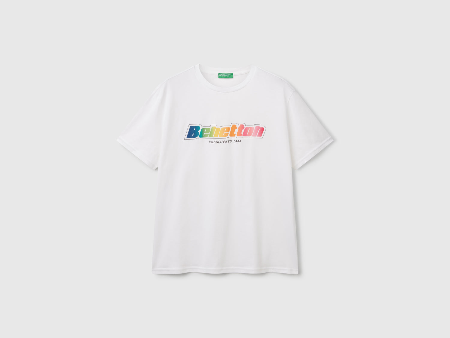 T-shirt in cotone con logo da uomo bianco | Benetton Outlet