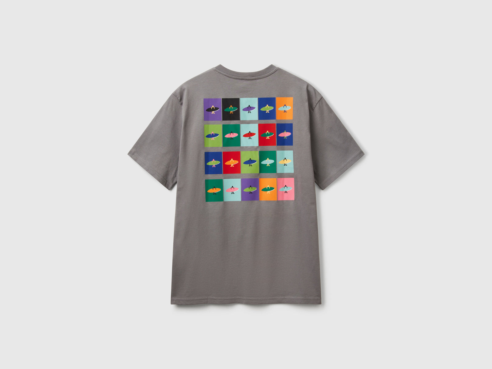 T-shirt con stampa in cotone bio da uomo grigio scuro 2 | Benetton Outlet