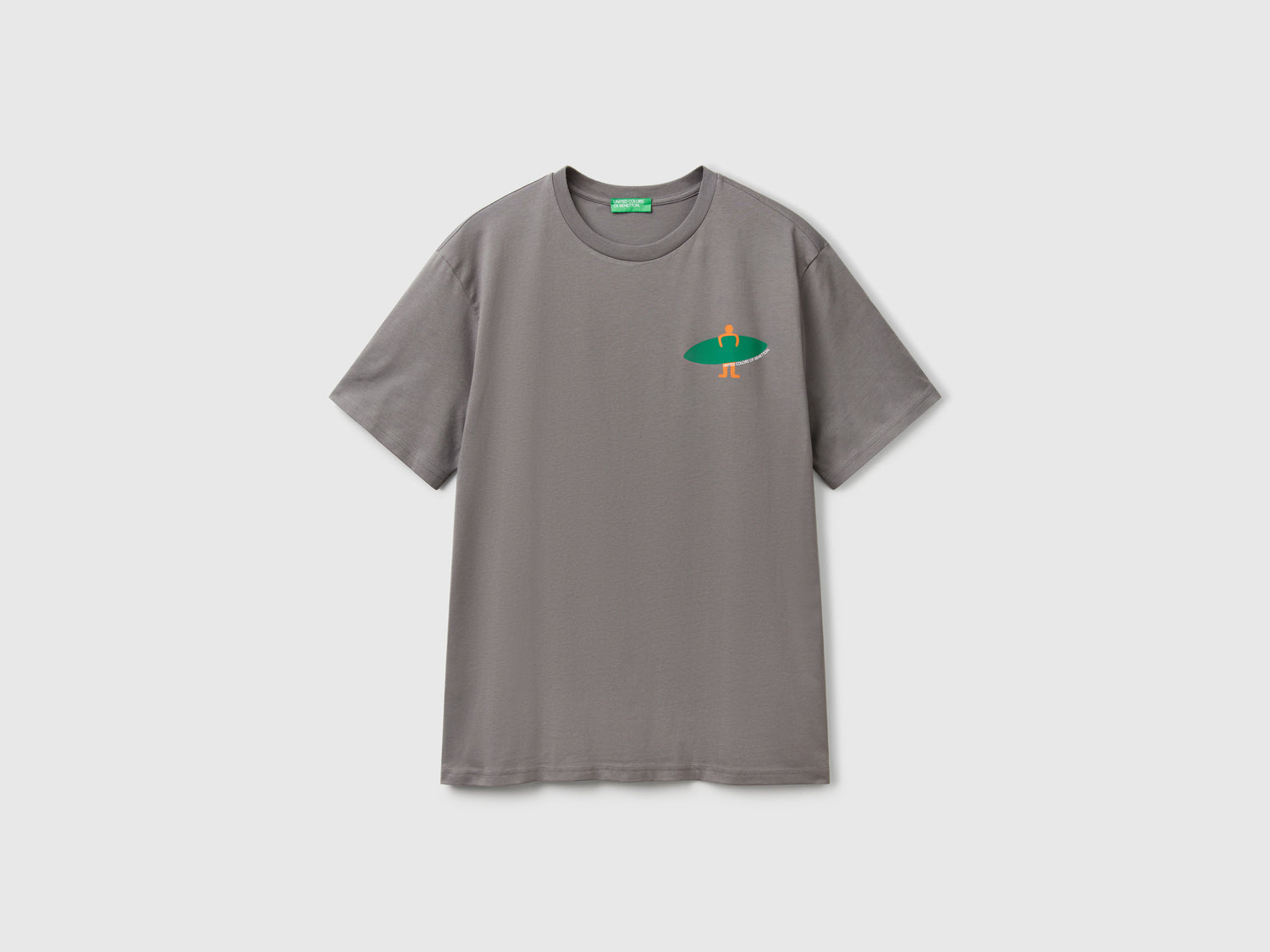 T-shirt con stampa in cotone bio da uomo grigio scuro | Benetton Outlet