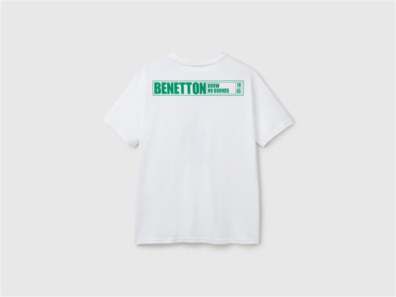 T-shirt con stampa in cotone bio da uomo bianco 2 | Benetton Outlet