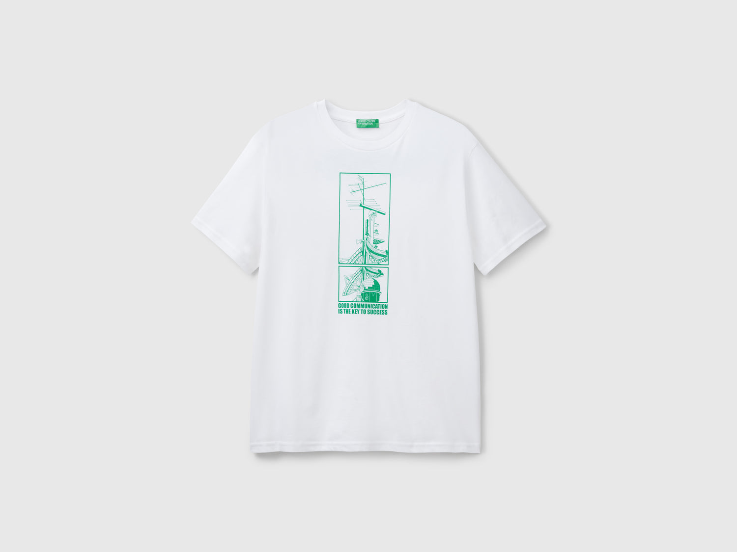 T-shirt con stampa in cotone bio da uomo bianco | Benetton Outlet