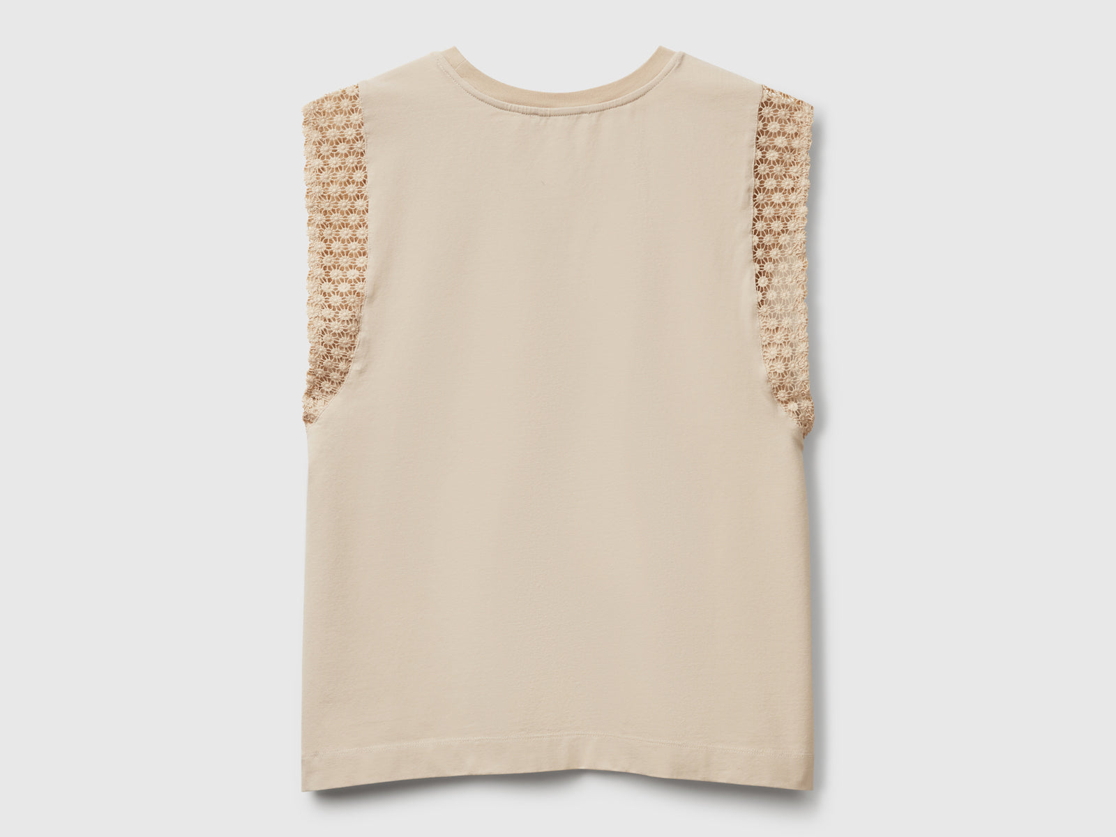 Sleeveless top with macramé da donna beige 2 | Benetton Outlet