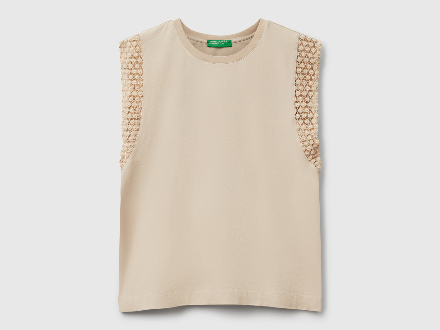 Sleeveless top with macramé da donna beige | Benetton Outlet