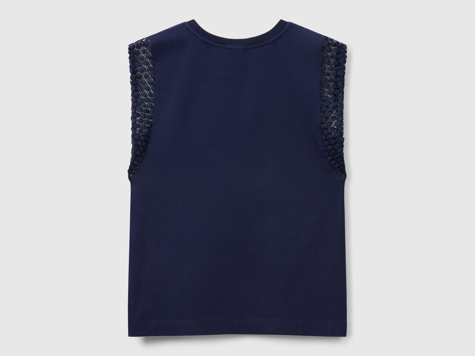 Sleeveless top with macramé da donna blu scuro 2 | Benetton Outlet