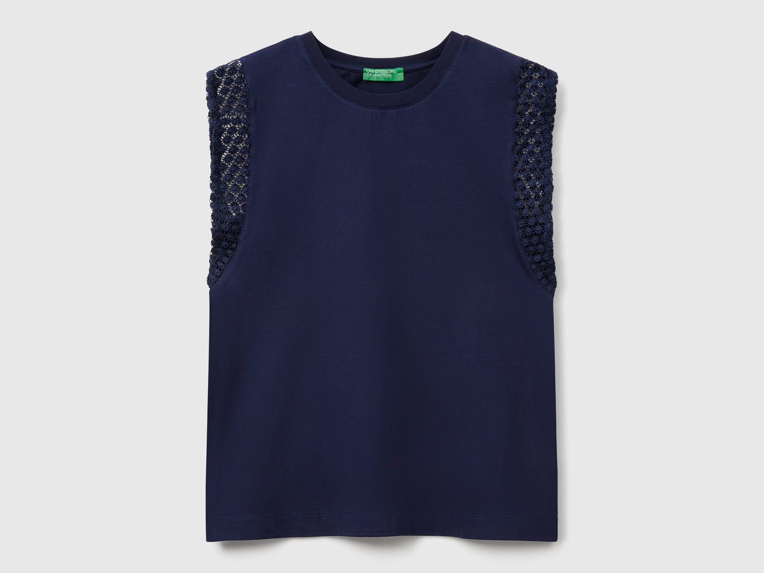 Sleeveless top with macramé da donna blu scuro | Benetton Outlet